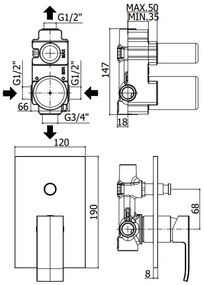 Paffoni Level Lec015 miscelatore doccia a muro con deviatore e piastra in ABS cromo