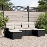 Set Divano da Giardino 6 pz con Cuscini Nero in Polyrattan 3220515