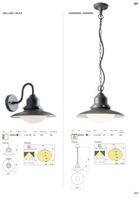 Redo 90094 - Lampadario a sospensione con catena per esterni ELIO 1xE27/42W/230V IP44