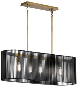 Lampadario Contemporaneo Linara Acciaio Nero Ottone Naturale Ottone 5 Luci E27