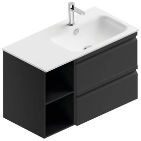 Mobile sottolavabo e lavabo Pull per vasca a destra grigio grafite opaco in mdf L 90 x H 56 x P 46 cm 2 cassetti