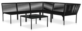 Set divani da giardino 6 pz con cuscini neri in pvc