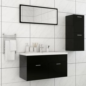 Set Mobili Da Bagno Nero İn Truciolato /
