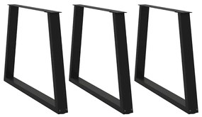 Gambe Per Tavolo Da Pranzo A V 3 Pz Nero 90x(72-73,3)cm Acciaio /