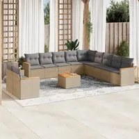 Set Divani da Giardino 12 pz con Cuscini Beige in Polyrattan 3258538