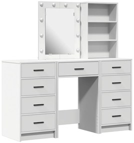 Set da toeletta a 3 pezzi con led in legno ingegnerizzato bianco
