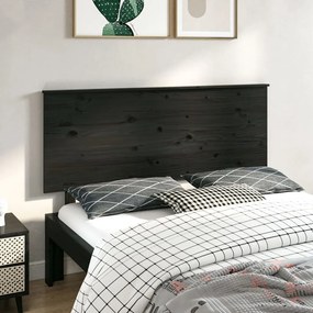 Testiera Per Letto Nera 144x6x82,5 Cm İn Legno Massello Di Pino /