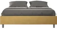 Letto Sommier imbottito Matrimoniale 160x190 cm Azelia - Contenitore,Microfibra,Ocra