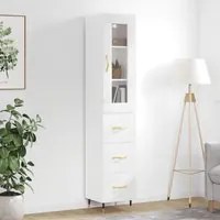 Credenza 34,5x34x180 cm in Legno Multistrato Bianco Lucidocod mxl 126117