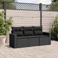 Set Divani da Giardino 3 pz con Cuscini in Polyrattan Nero 3250992