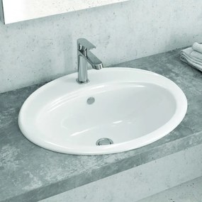 Kamalu - Lavabo da incasso soprapiano 56.5cm ceramica bianca | Litos-655