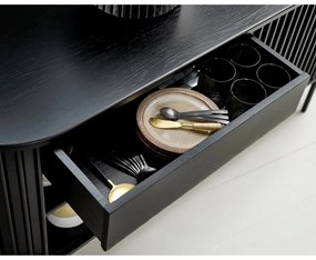 Cassettiera bassa nera in rovere con ante scorrevoli 73x160 cm Siena - Unique Furniture