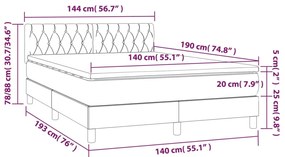 Letto a Molle con Materasso e LED Crema 140x190 cm in Tessuto