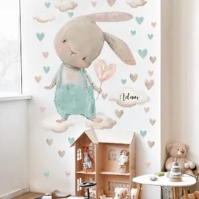 Adesivi per bambini - Coniglietto acquerello con cuore  | Inspio