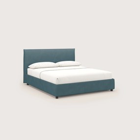 Nina letto contenitore dal design minimal in microfibra effetto pelle smacchiabile petrolio