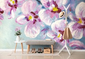 Carta da parati – Fiori romantici viola