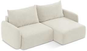 Divano angolare color crema allungabile/con contenitore (con penisola a destra) Kalena – Makamii