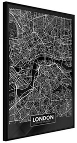 Poster  City Map: London (Dark)  Cornice Quadri Cornice nera, Larghezza x Altezza Home decor 20x30