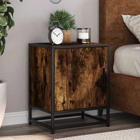 Comodini Rovere Fumo 2 Pz 40x31x50 Cm Legno Multistrato Metallo /
