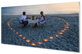 Pannello paraschizzi cucina Cuore con candele di coppia di mare 100x50 cm