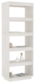 Libreria/divisorio bianco 60x35x167cm in legno massello di pino