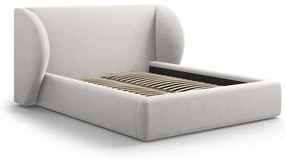 Letto matrimoniale imbottito grigio chiaro con contenitore con griglia 200x200 cm Miley - Micadoni Home