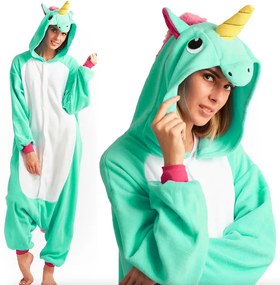 Tuta kigurumi al mentolo con motivo unicorno taglia S