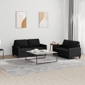 Set Di Divani 2 Pz Con Cuscini Nero İn Tessuto /