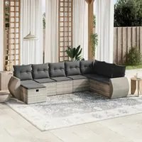 Set Divano da Giardino 8pz con Cuscini Grigio Chiaro Polyrattan 3264208