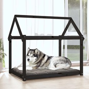 Cuccia per cani nera 111x80x100 cm in legno massello di pino