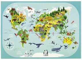 Planisfero con decalcomanie animali