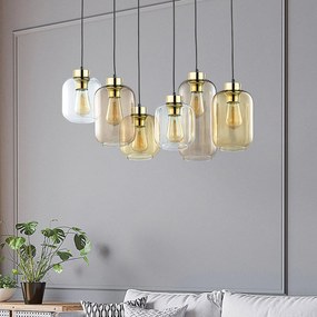 TK Lighting Lampada a sospensione Marco Brown, 6 luci, trasparente/marrone