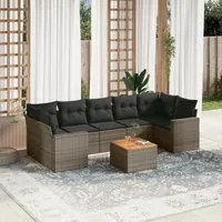 Set Divano da Giardino 8 pz con Cuscini Grigio in Polyrattancod mxl 89554