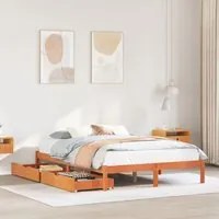 Letto senza Materasso Marrone Cera 150x200 cm in Legno di Pino 3301455