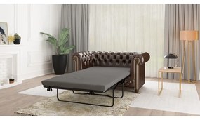 Divano letto marrone scuro in similpelle 148 cm York - Ropez
