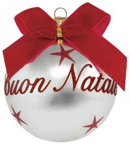 Pallina Natale Buon Natale perlata 10 cm