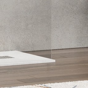 Kamalu - Walk-in doccia 140cm con staffe nere vetro trasparente KW3000N