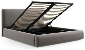Letto matrimoniale imbottito grigio con contenitore e doghe 180x200 cm Colonel - Cosmopolitan Design