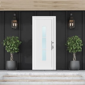 Portoncino d'ingresso 10012 con vetro L 90 x H 210 cm in PVC bianco, apertura spingere a sinistra