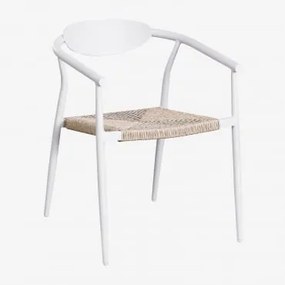 Sedia Da Giardino Impilabile Marsha Con Braccioli In Alluminio E Rattan Sintetico Gardenia Bianco - Sklum