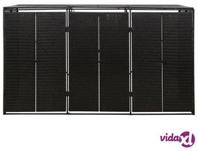 vidaXL Copribidone Triplo Nero 207x80x117 cm in Polyrattan