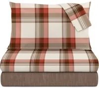 Completo letto matrimonale scozzese marrone cotone Marvin