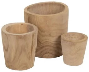 Set di vasi da fiori Naturale Legno di paulownia 32 x 32 x 32 cm (3 Unità)