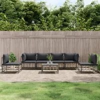 Set Divani da Giardino 7 pz con Cuscini Antracite in Polyrattan 3186723