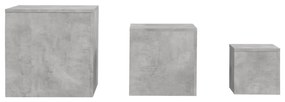 Tavolini 3 pz grigio cemento in truciolato