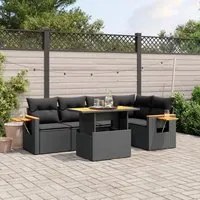 Set Divano da Giardino 6 pz con Cuscini Nero in Polyrattan 3271741