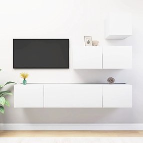 Set Mobili Porta Tv 4 Pz Bianco İn Legno Multistrato /