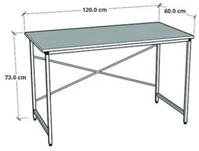 Scrivania Stile Industrial Ferro E Legno 120x60x73 Adam Bianca