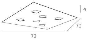 Plafoniera Moderna Note Metallo Bianco 6 Luci Gx53 73Cm