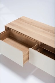 Mobile TV bianco-color legno naturale in legno di quercia 200x48 cm Fina - Gazzda